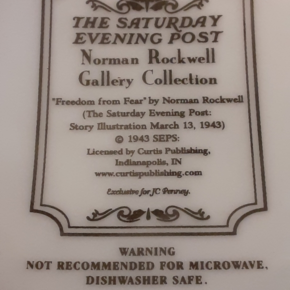 3/$15 Norman Rockwell "Freedom from Fear " Coffee/Tea Mug - Picture 4 of 5